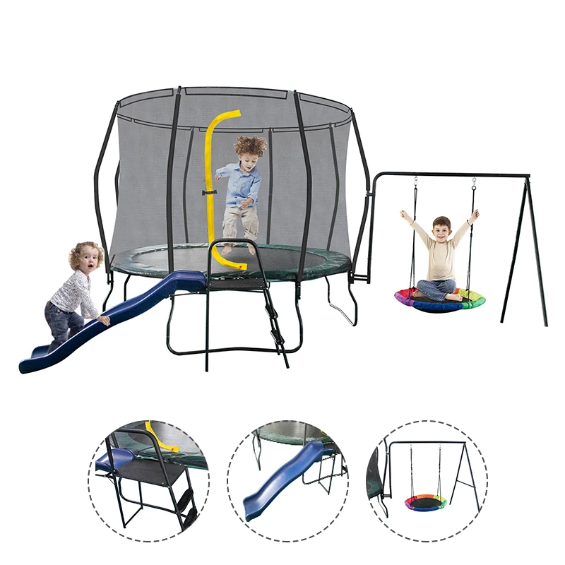 2024 новый дизайн Батутный парк садовый батут для детей, 12 футов, батут, палатка с горкой, скалолазание и качели