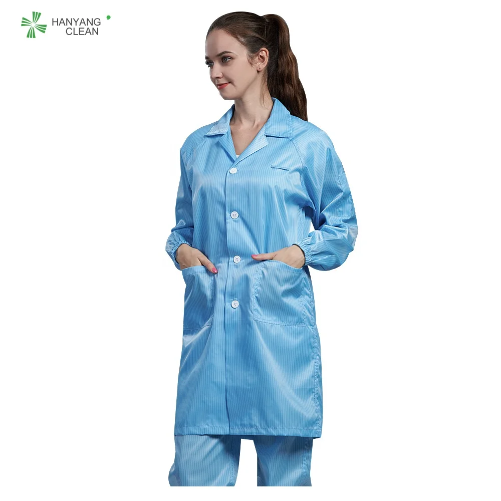 Cleanroom Unisex gender antistatic stripe lab gown esd coat smock