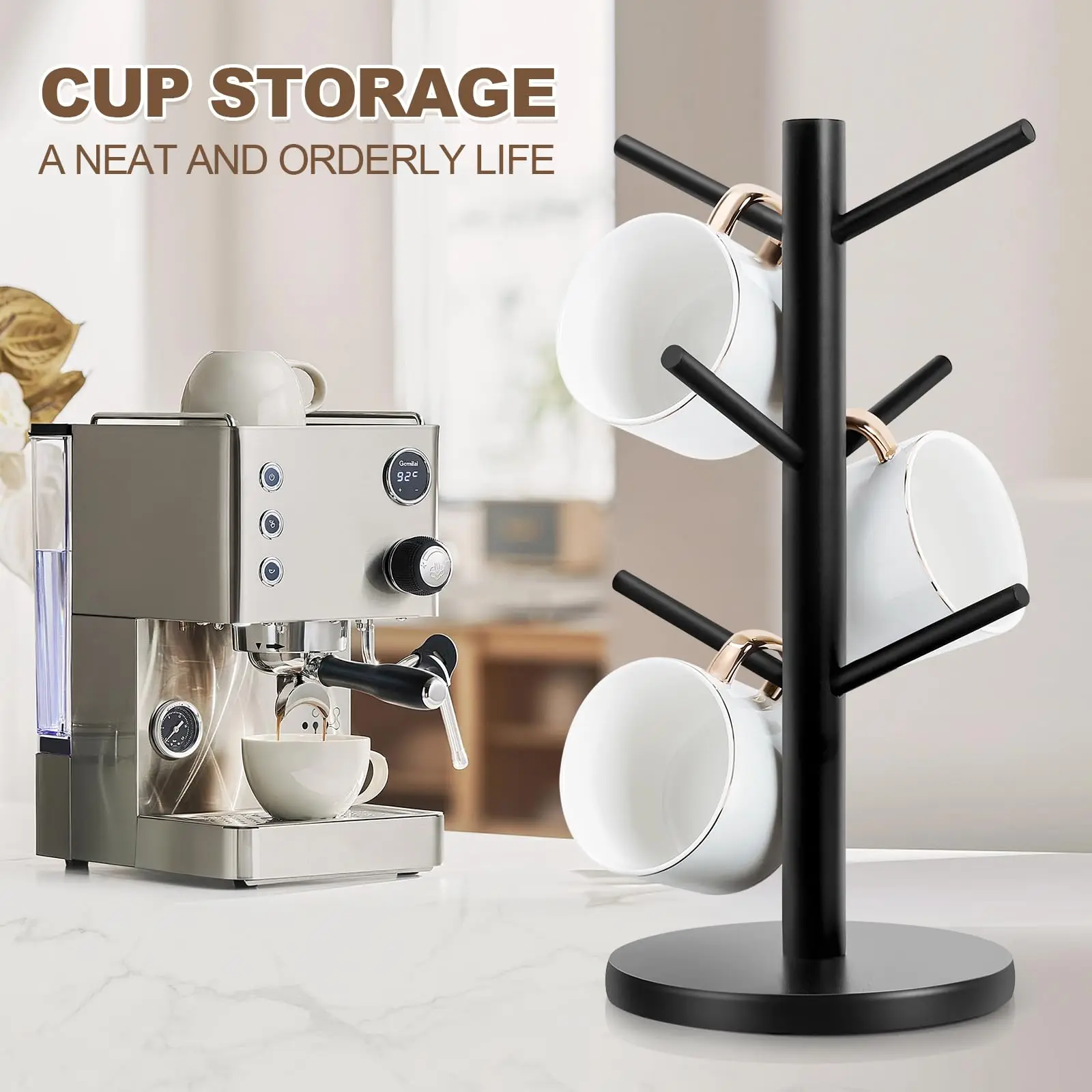 Hot Sale Creative Coffee Mug Rack Kitchen Cup Holder with 6 Hooks Coffee Mug Holder Tree