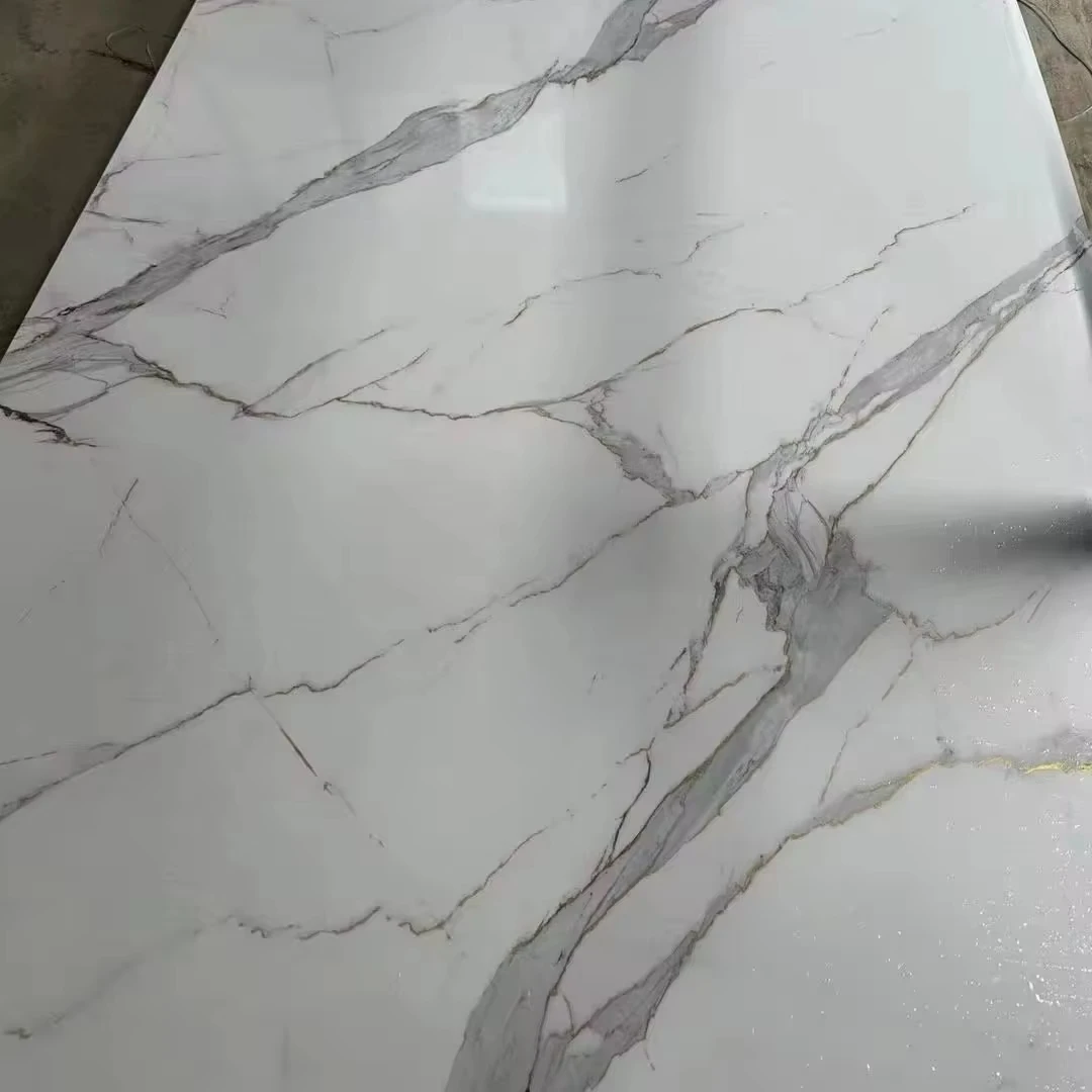 China Factory Supplier Eco-friendly PVC marble surface design Bamboo Charcoal Co-Extrusion Wall Panel marble surface UV board