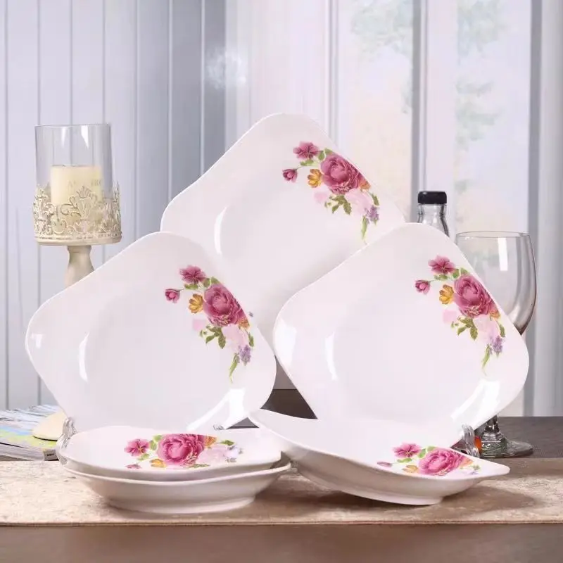Very hot selling 26 Pcs Bone China Square Dinnerware Plates, dinnerware sets for 6 people