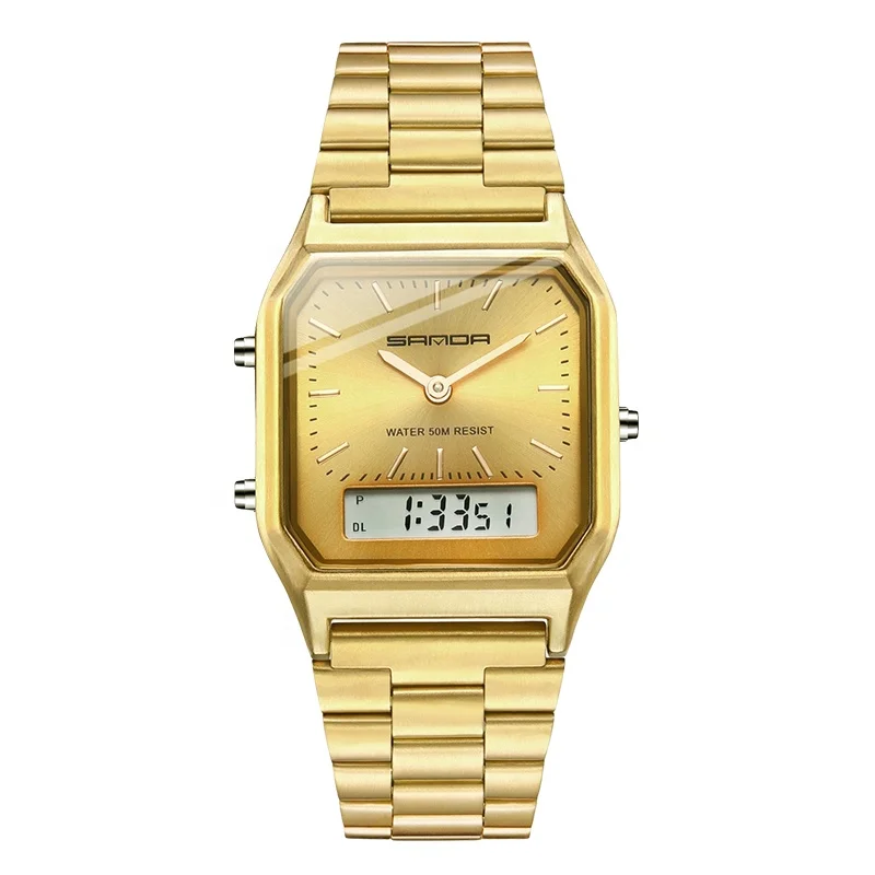 Hot Sale SANDA 747 Fashion Quartz Digital Watch Rectangle Personalized Sports Digital Watches Clock