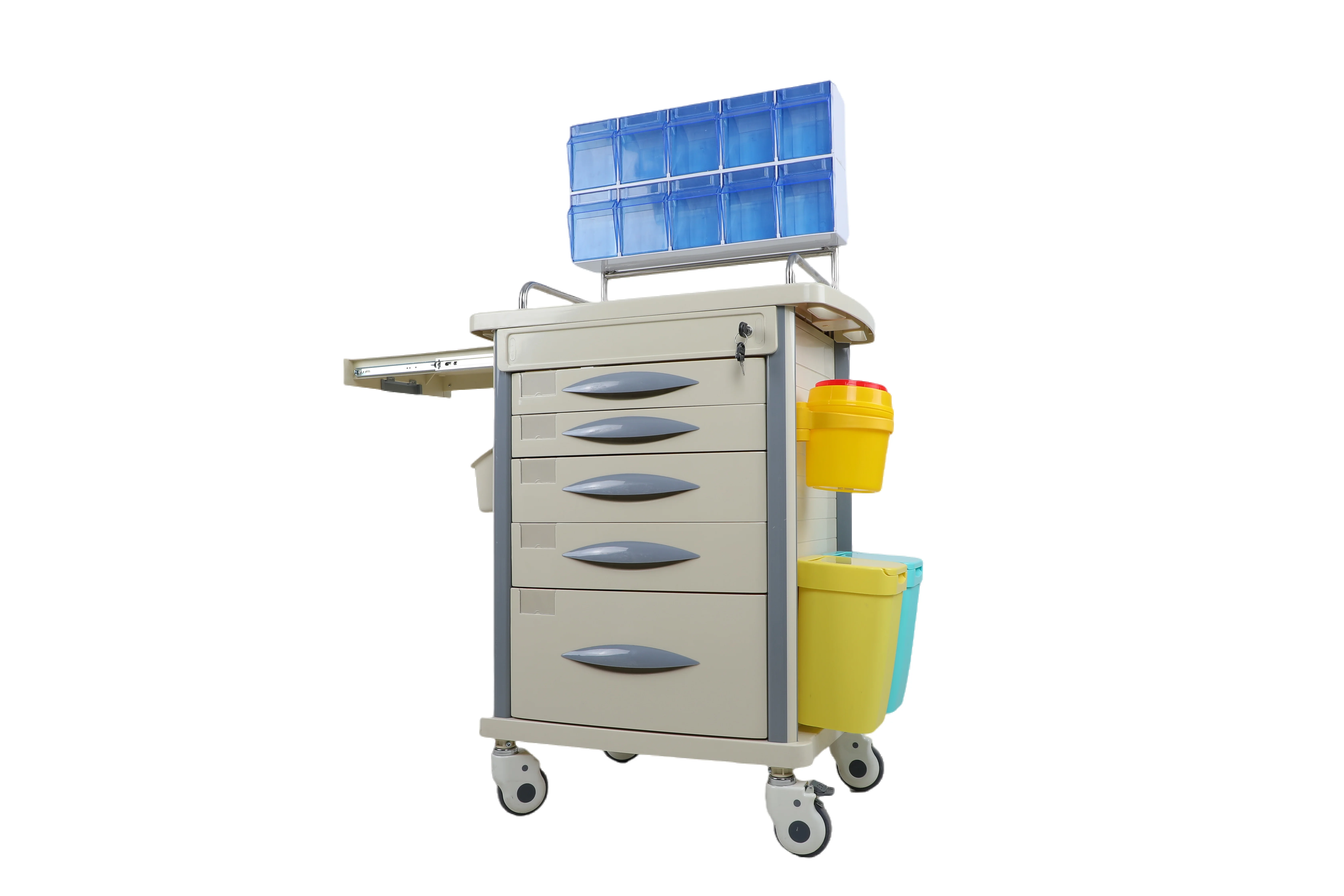 Ginee Medical ABS Hospital Anesthesia Medical Trolley Cart Manufacturer with 4/5/6/2 drawers
