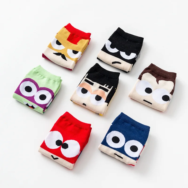 
Trendy women girl cartoon superhero ankle socks cotton cute design super hero anime cool novelty character short socks for women 