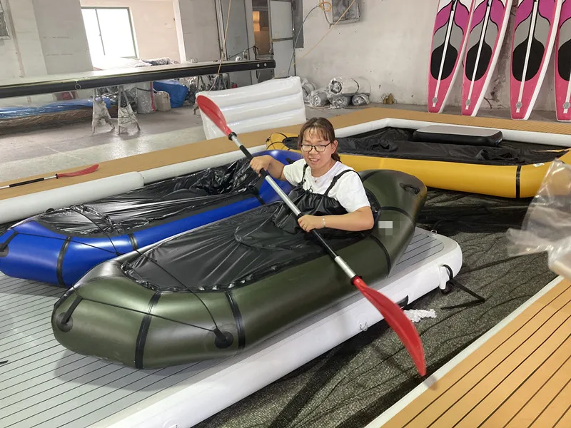 Custom light weight TPU 2 Person inflatable packraft/ bike raft paddle kayak