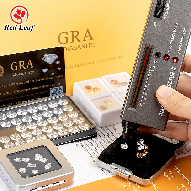 Redleaf Fashion Sapphire Blue Color VVS1 Moissanite GRA Certified Round Oval Emrald Square Pear Fancy Cut Synthetic Moissanite