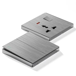 S1 Plating embossed PC panel 20A DP Silver brushed electric button smart touch wall switch for home hotel