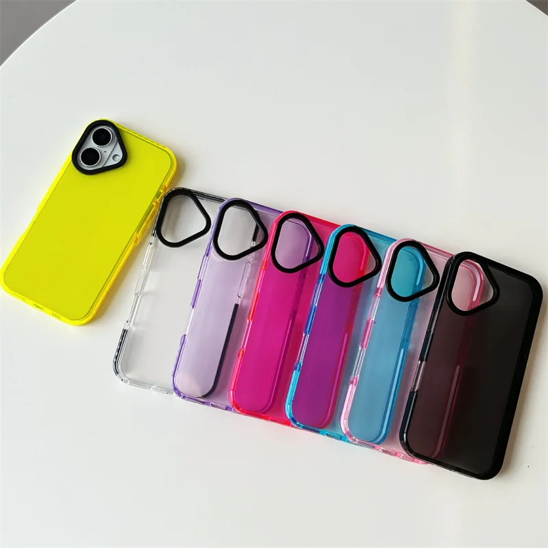 Роскошный неоновый прозрачный тонкий чехол для телефона iPhone 16 15 14 13 12 11 Pro Max Мягкий Силиконовый противоударный из ТПУ мобильного
