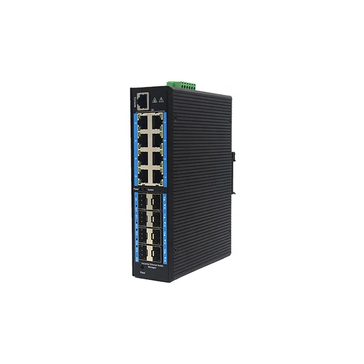 OEM&ODM CCTV camera 4 8 16 ports manageable  din rail outdoor gigabit  with 8G SFP industrial ethernet switch