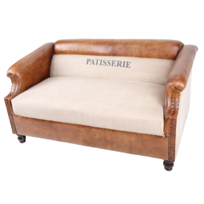 Hot Selling Vintage Style Chesterfield Design Canvas Leather Sofa for Home, Hotels and Restaurant Use Crafted in India