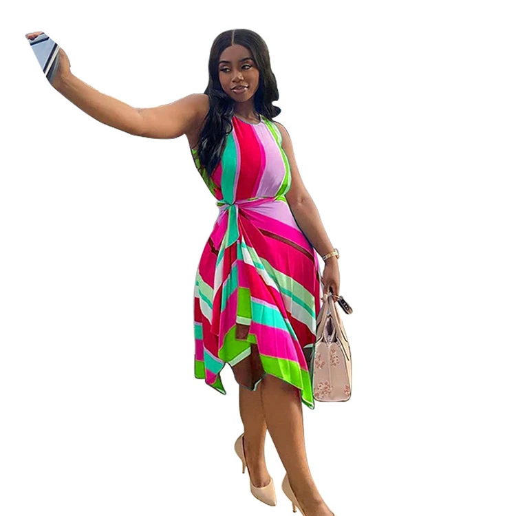 China Factory OEM Service Women Plus Size Ball Gown Casual Satin Sleeveless Elegant Dresses