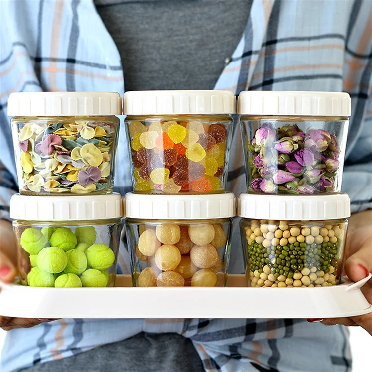 Glass Storage Bottles Jars Food Storage Tank Container Airtight Mini Food Candy Glass Jars