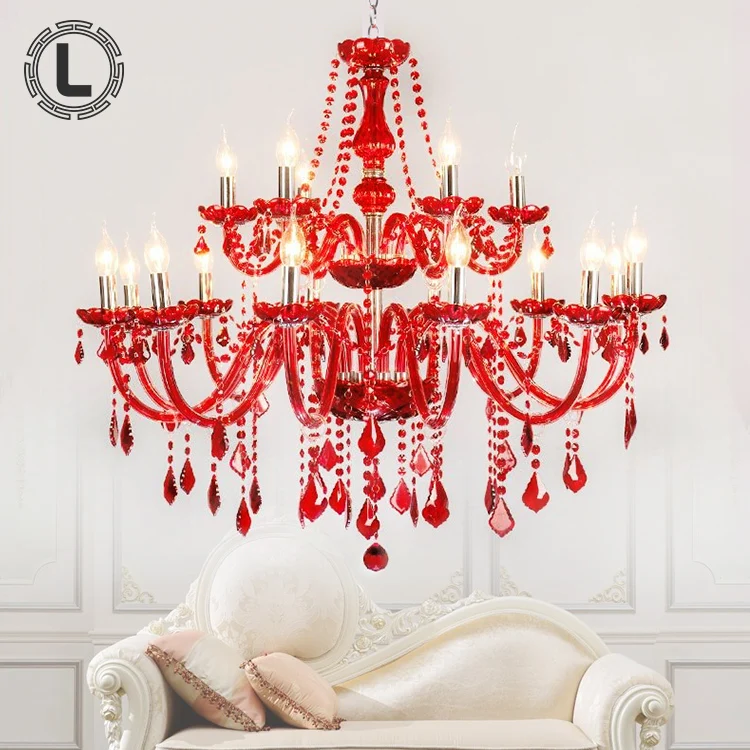 2020 hotel lobby luxury vintage glass large classic crystal candle red colored flower