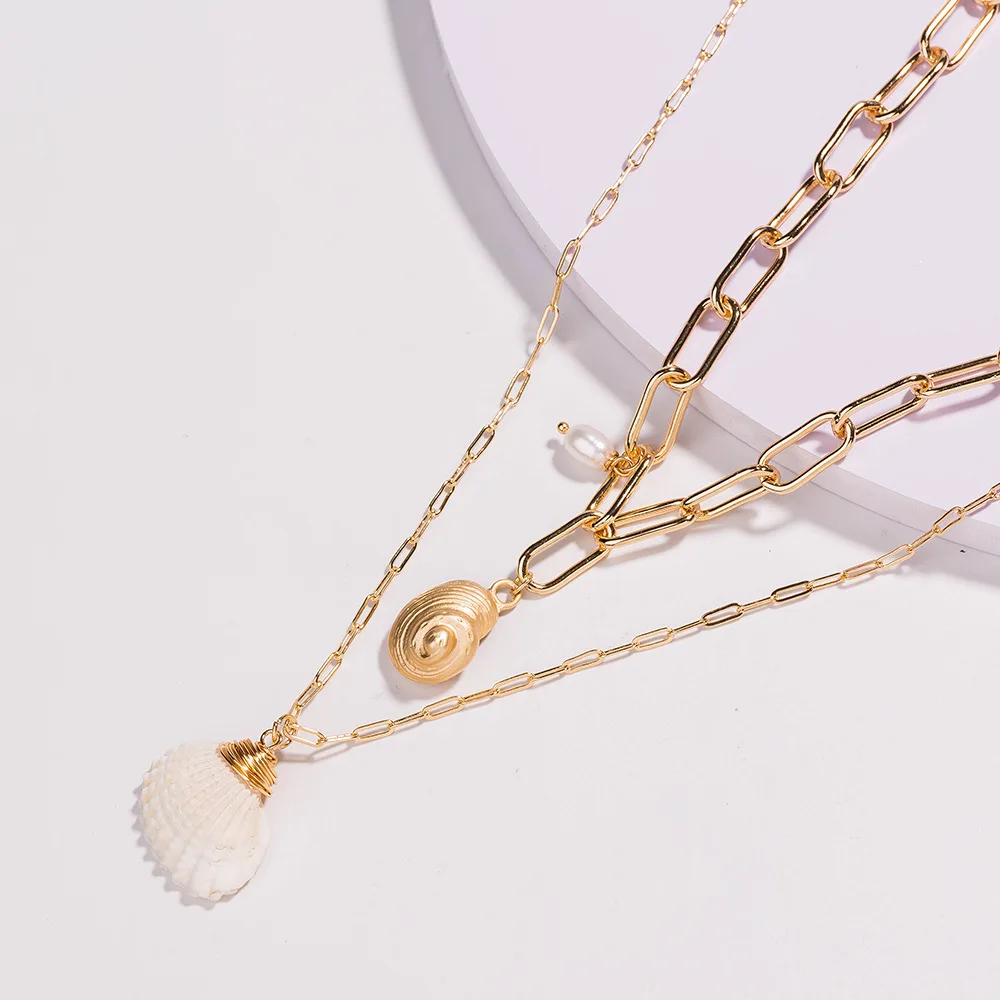 Duoying Collier coquillage New Fashion Women Double Layer Summer Natural Sea Shell Necklace
