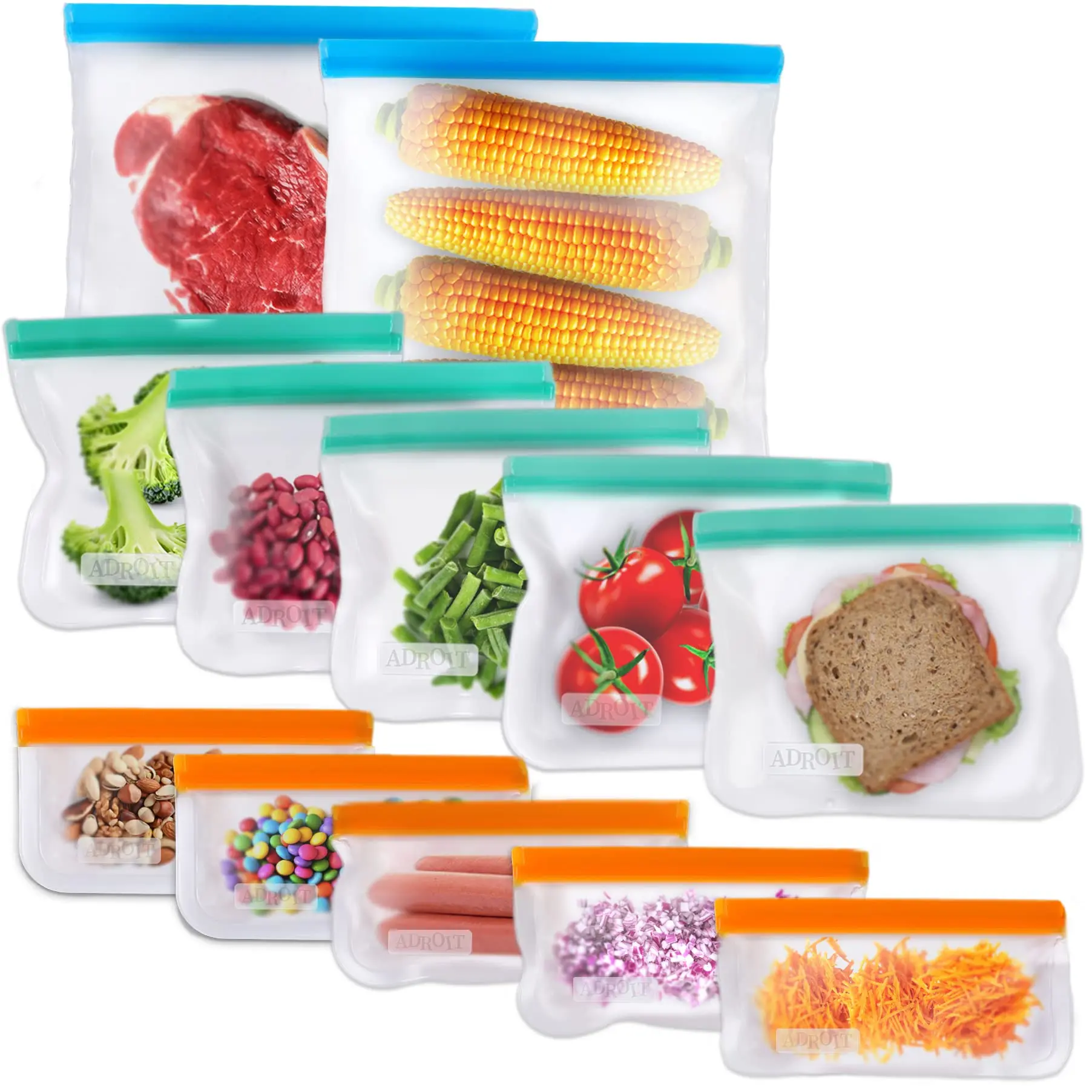Food Grade BPA Free Silicone Reusable Food Storage Freezer Fruit Sandwich Snack  Bag For Kids (1600457735140)