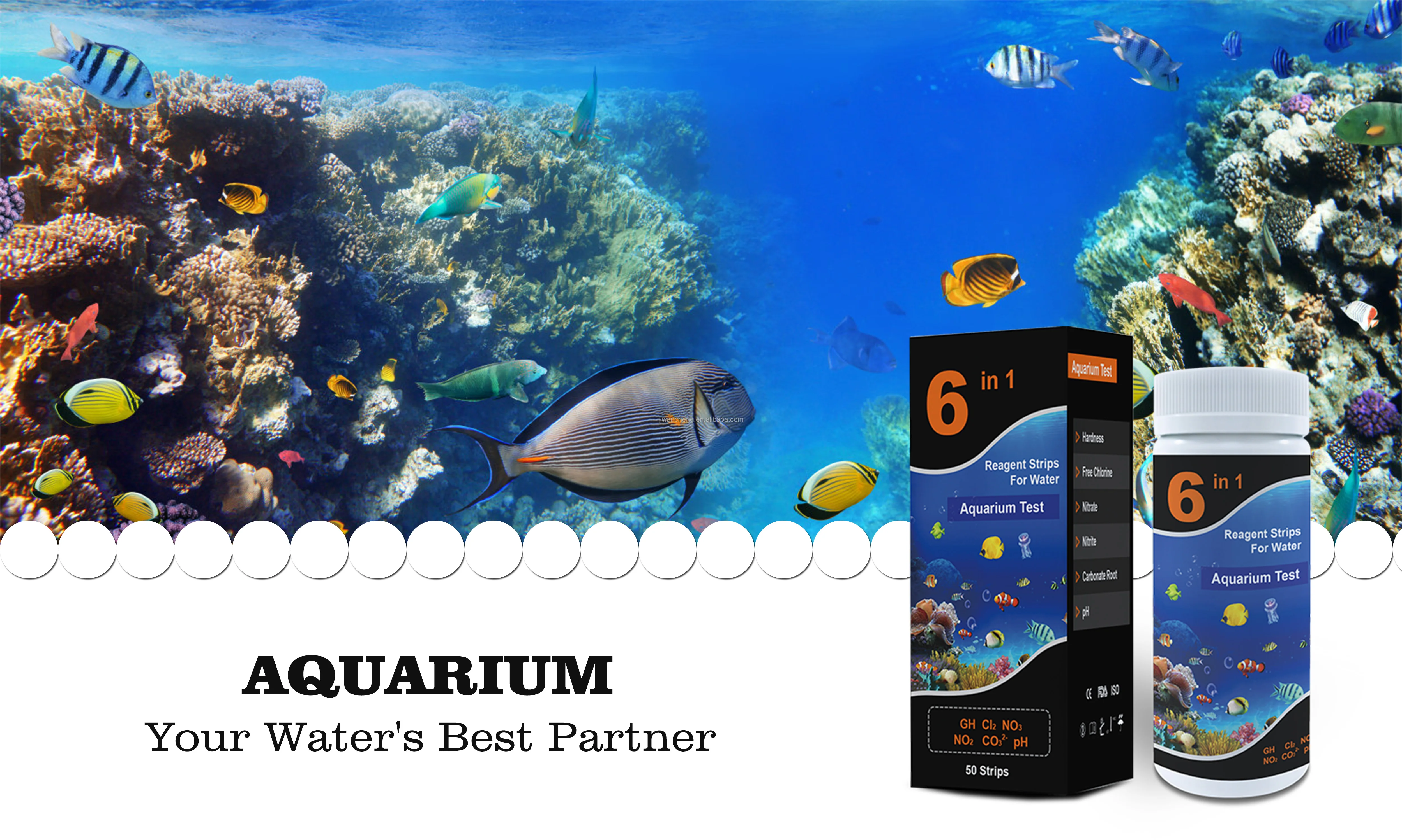 6 в 1, тестовые полоски для определения качества аквариума