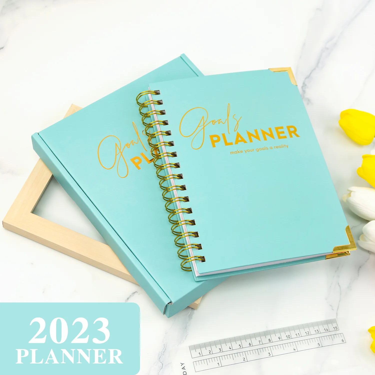 2024 Paper Hard Cover Spiral Binding Custom Printing Monthly Journal Goal Diary Agenda Planner Schedule Notebook Gift Box