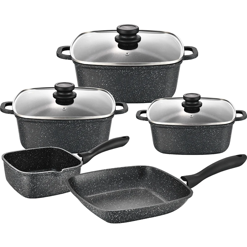Manufacturers sell well high quality Five groups in one set Square cooker set OEM stock pot cooker wholesale