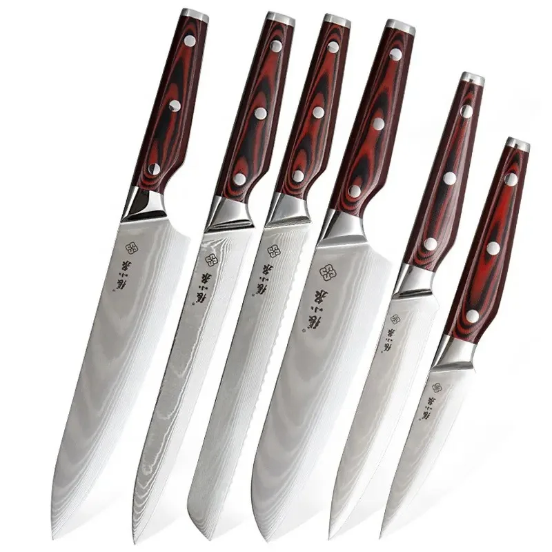 Zhang Xiaoquan 6 pcs Japanese VG10 Damascus Knife Series kitchen knife set