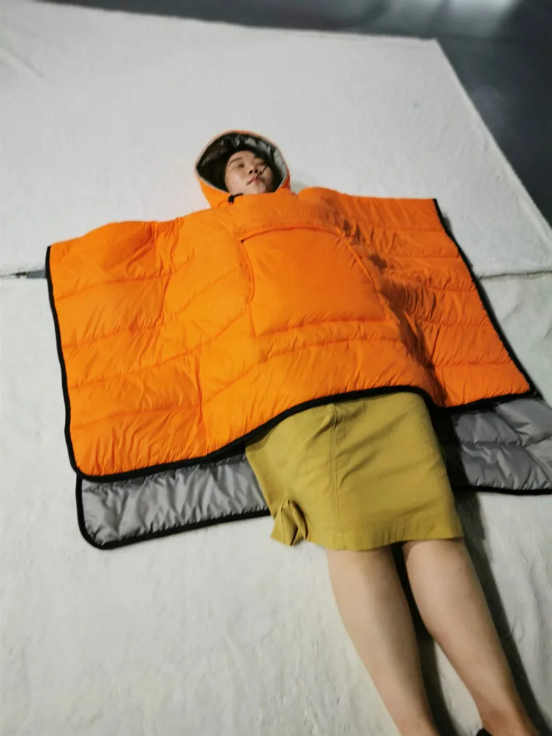 Портативное теплое пончо по заводской цене, водонепроницаемая накидка, маленькое одеяло для лагеря, носимый спальный мешок