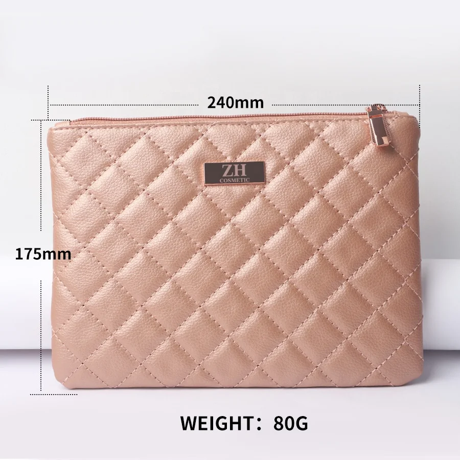 Розовая Удобная Водонепроницаемая Красивая квадратная мягкая портативная искусственная кожа на молнии многофункциональная Роскошная дорожная косметичка с пользовательским логотипом