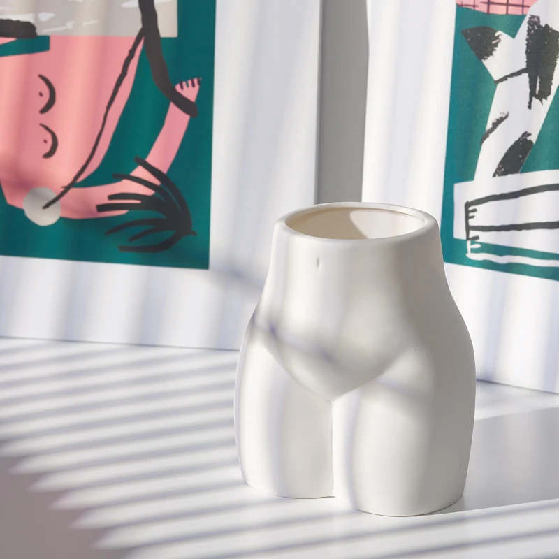 Wholesale human body shape flower arrangement ceramic decoration vase Nordic style living room creative design