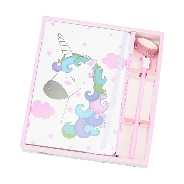 Оригинальный подарочный набор с розовым единорогом для блокнота в