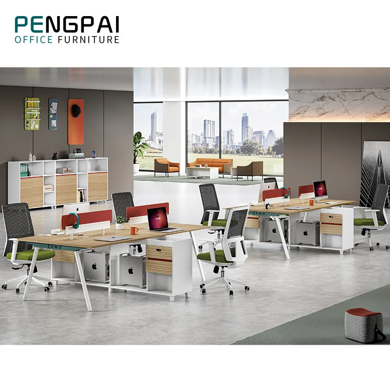 Modern open modular 4 person workstation office desk furniture design work office staff table workstation