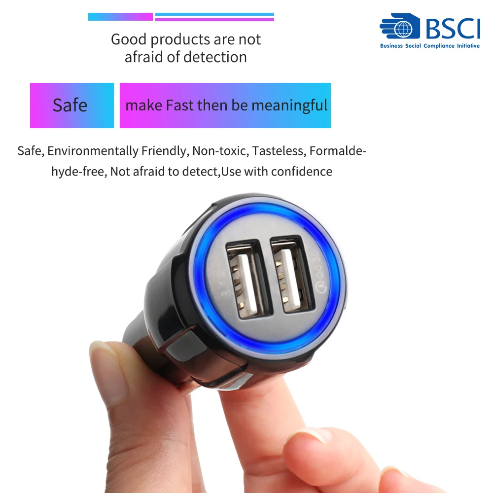 Car USB Charger Quick Charge QC3.0 QC2.0 Mobile Phone Charger 2 Port USB Fast Car Charger