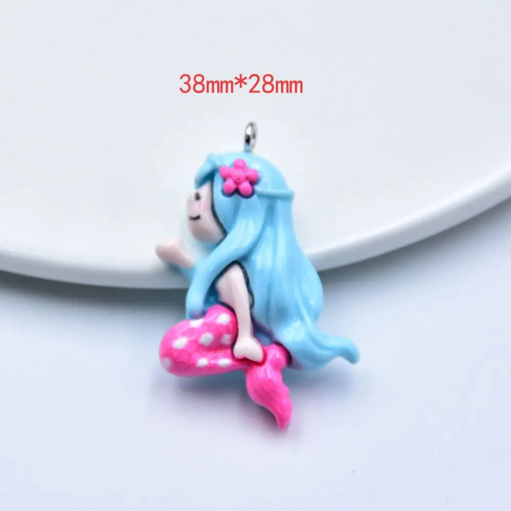 Fashion Mermaid Princess Doll Cartoon Flat Back Resin Charms For DIY Crafts And Mobile Phone Case Decoration