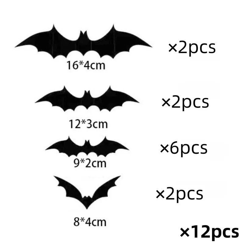 Furniture Windows Yard Decoration Outdoor Lawn Ghost Party Decor Halloween Decoration 3d Bat Wall Stickers