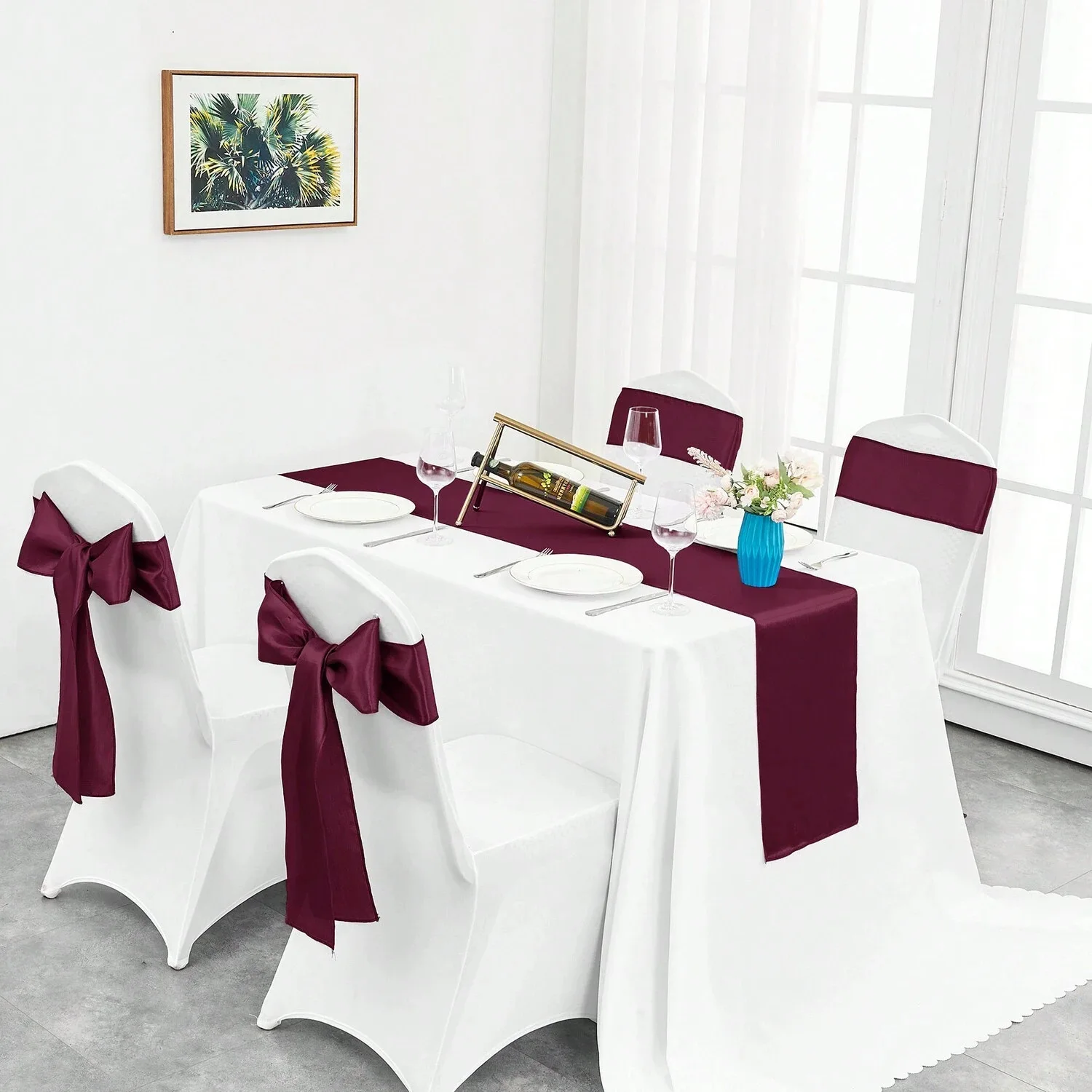 Satin Table Runner Napkin Chair Back Streamers