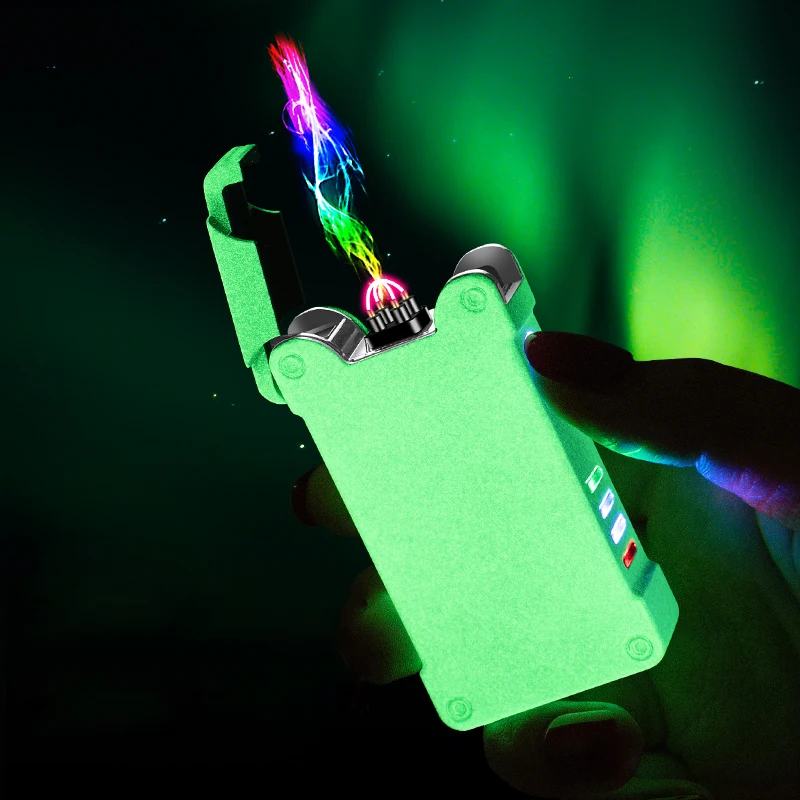 Luminous Projection Romantic Personality Double Arc Windproof Lighter Buzz Light Year Crayon Shin-chan Usb Lighter
