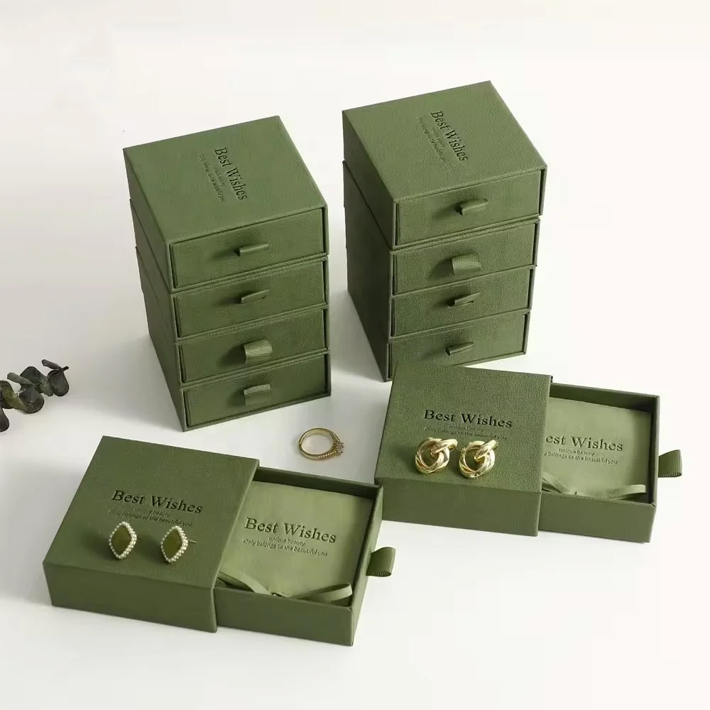 Jewelry Box with Pouch Necklace packaging Jewelry Box with logo Microfiber Jewelry Bag Pouch Drawer Necklace Earring Box