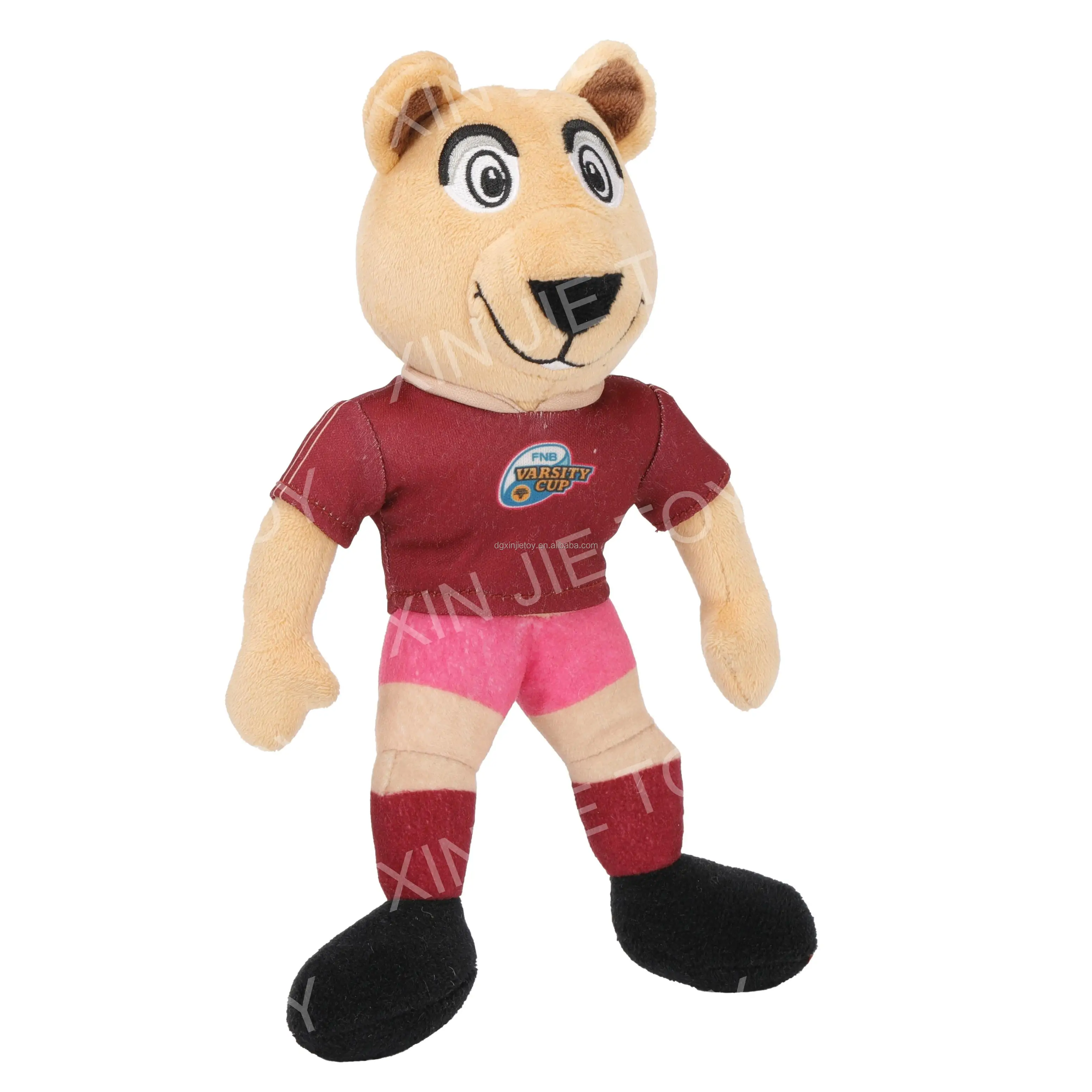 Professional customization Standing rugby player design plush toys Khaki bear stuffed animal toy