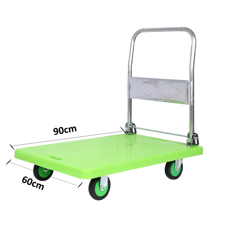 Trolley Carts Foldable Hand Truck Plastic Heavy Duty Load 350kg Green Thickened Plastic Car Board Transport