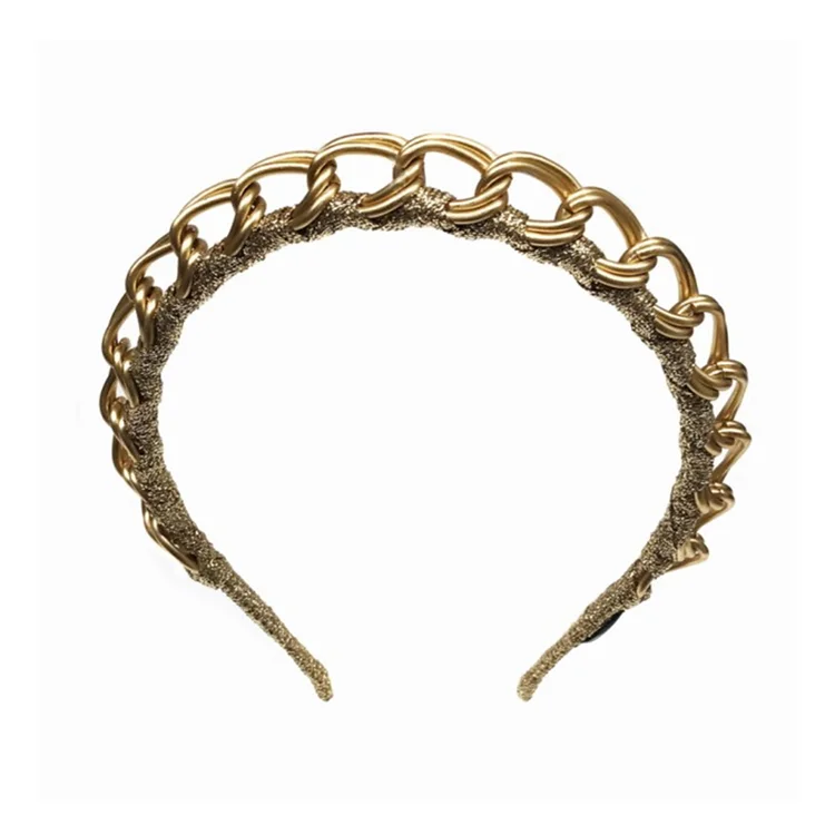 Cheap Wholesale Metal Chain Headband Women Bright Gold Hairband Sexy Girls Headwear Hair Band Ladies Hair Accessories Hair Hoop