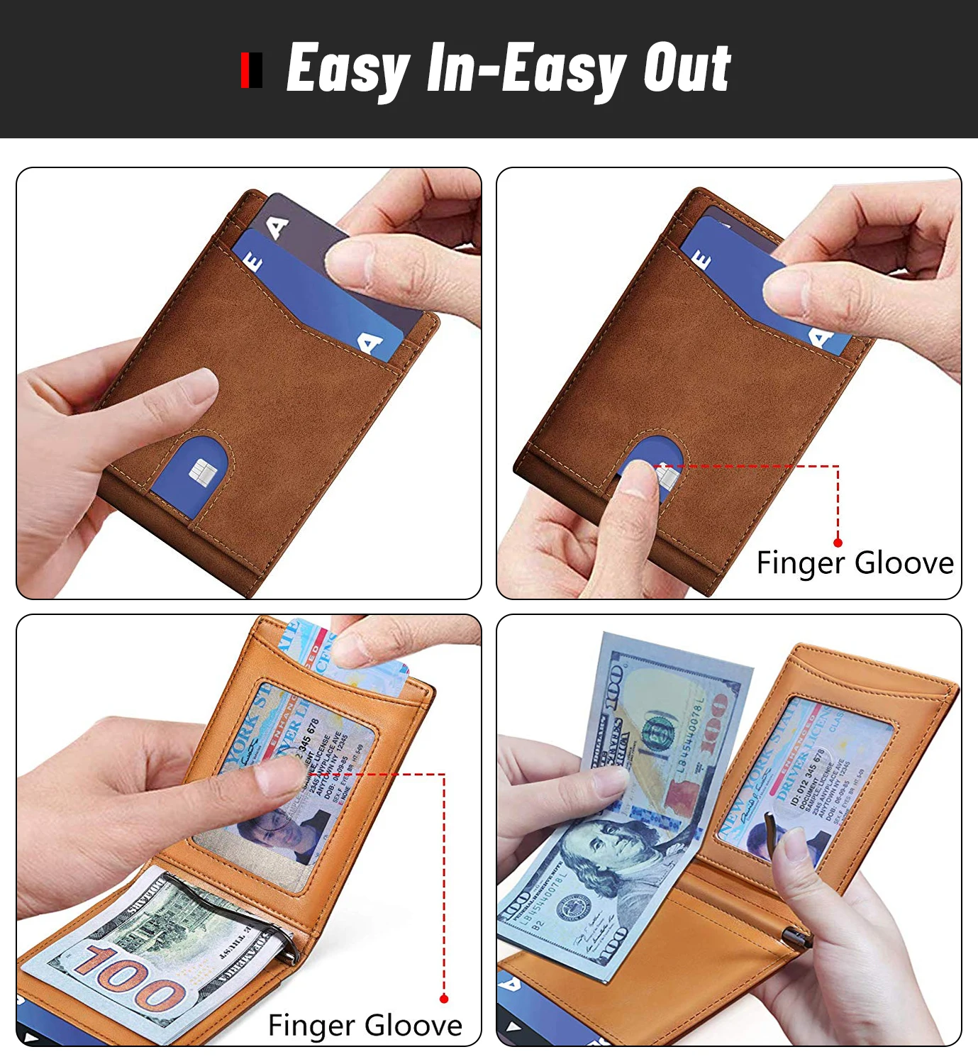 Оптовая продажа мужской передний Карманный Бумажник, заказной мужской RFID блокирующий кожаный кошелек с зажимом для денег