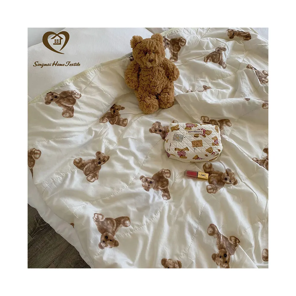Songmai Super Soft Baby Blanket Cartoon Bear Thin Quilt Blanket Babies Summer Bedding Kids Soft Bed Newborn Sleeping Accessories