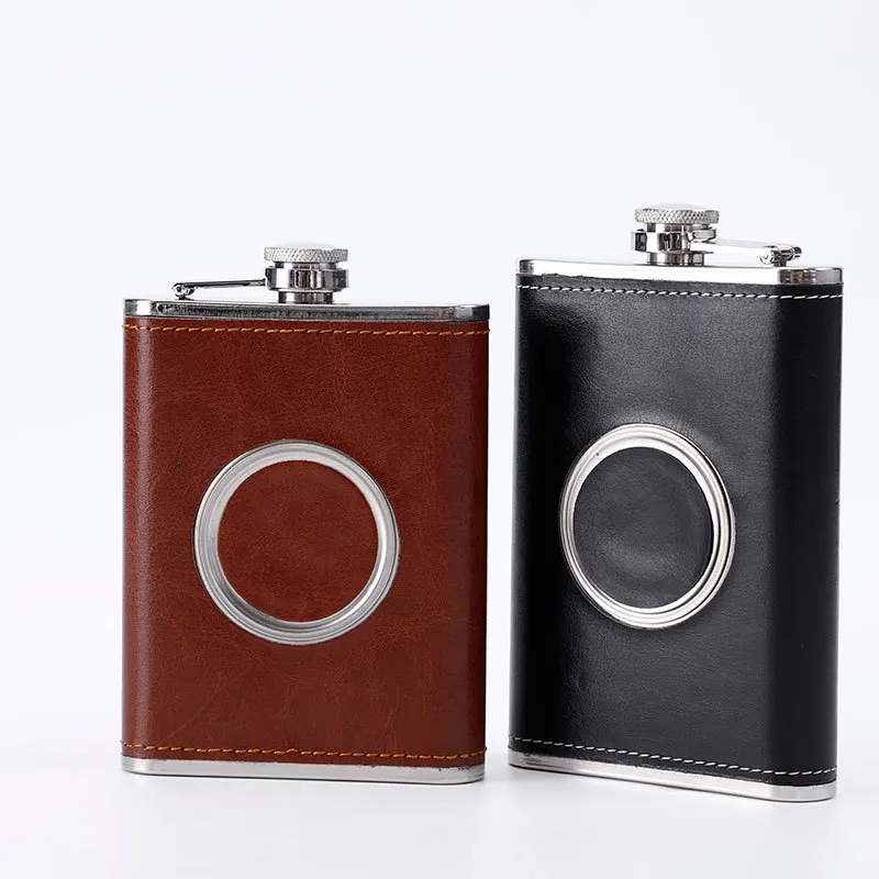 
High Quality Stainless Steel Custom Leather Black Hip Flask for Alcohol,Square Shape Hip Flask 