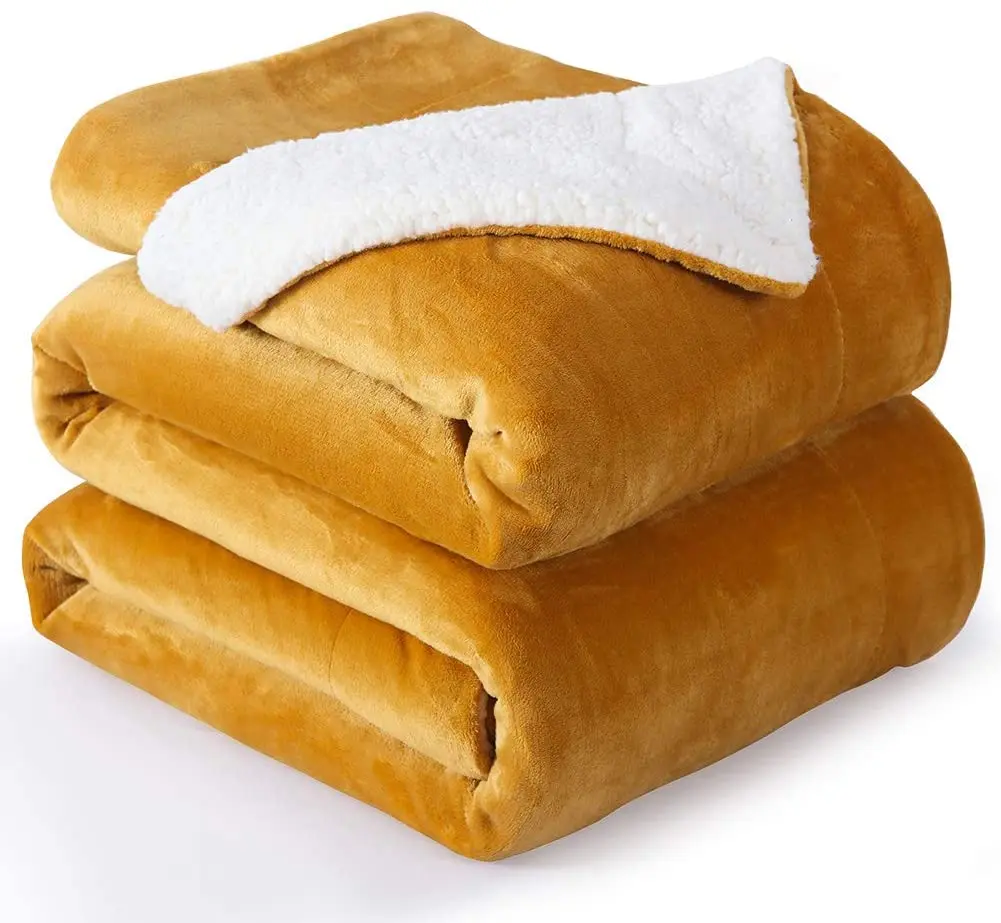 Baby Knitted Microfiber Double-Sided Lamb Down Super Soft Stretchable Plain Sherpa Double Blanket