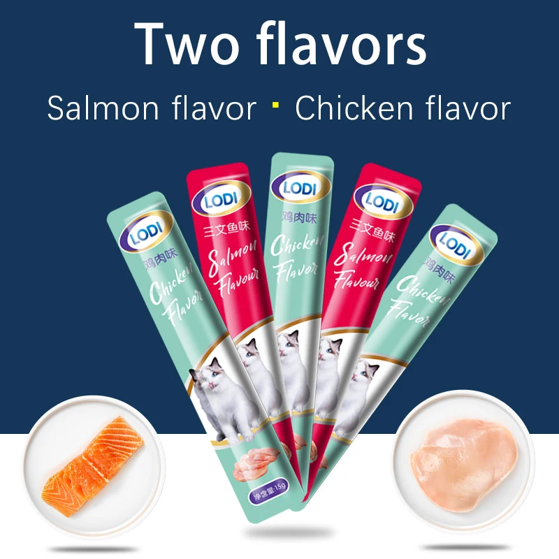 Кошачий корм со вкусом курицы и лосося свежий влажный кошачий кошачьи закуски 15 г