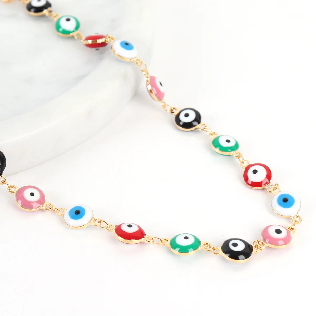 Beach Gold Plated Alloy Simple Colorful Resin Evil Eye Belly Waist Chain Jewelry for Women