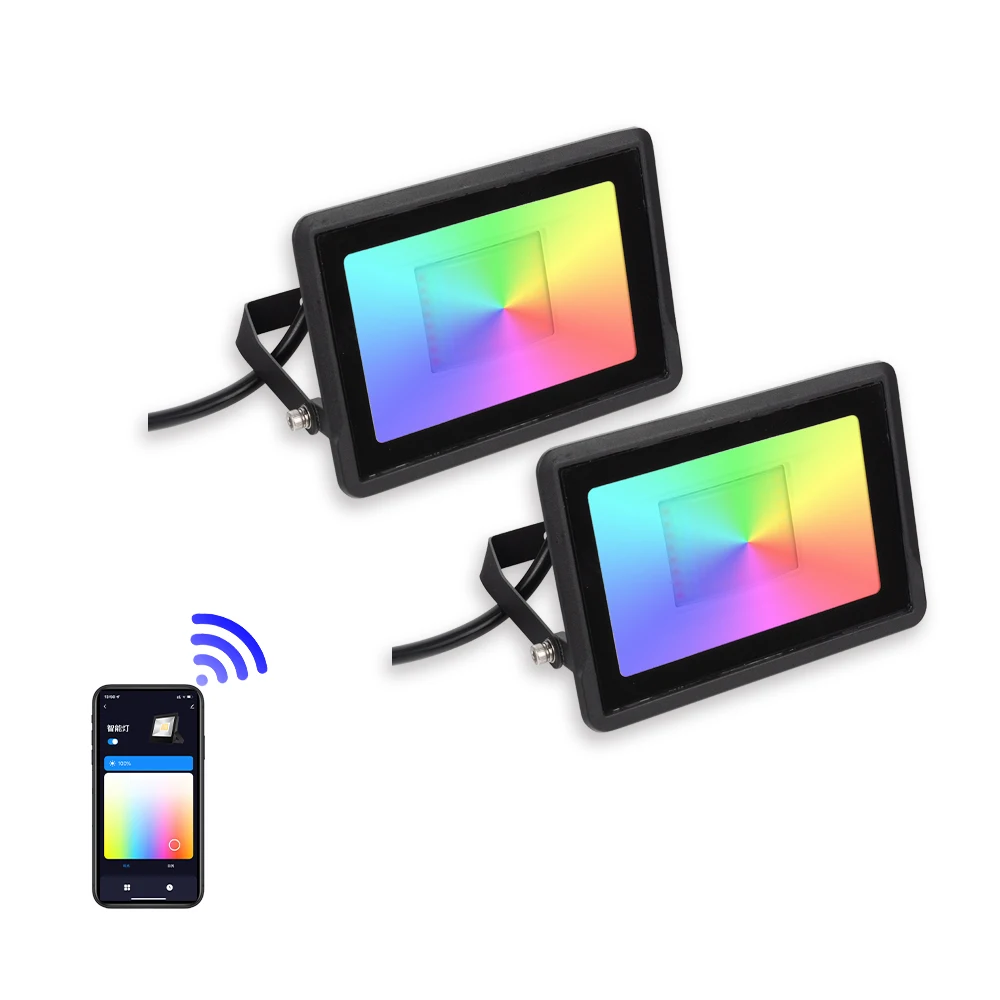 Tuya App Control Changing Color RGB LED Flood Light Dimmable Multicolor RGB Flood Lights