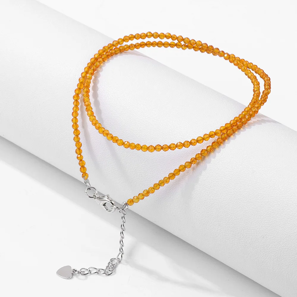 Trendy  2mm Natural Agate Beads Necklace for Women Classic Birthday Gift with Heart Pendant Adjustable Opal Beads Necklace
