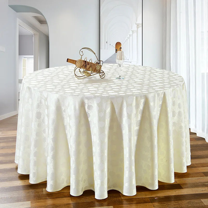 Custom polyester jacquard fabric Chinese non-ironing large round table tablecloth hotel napkins easy to wash wedding tablecloth
