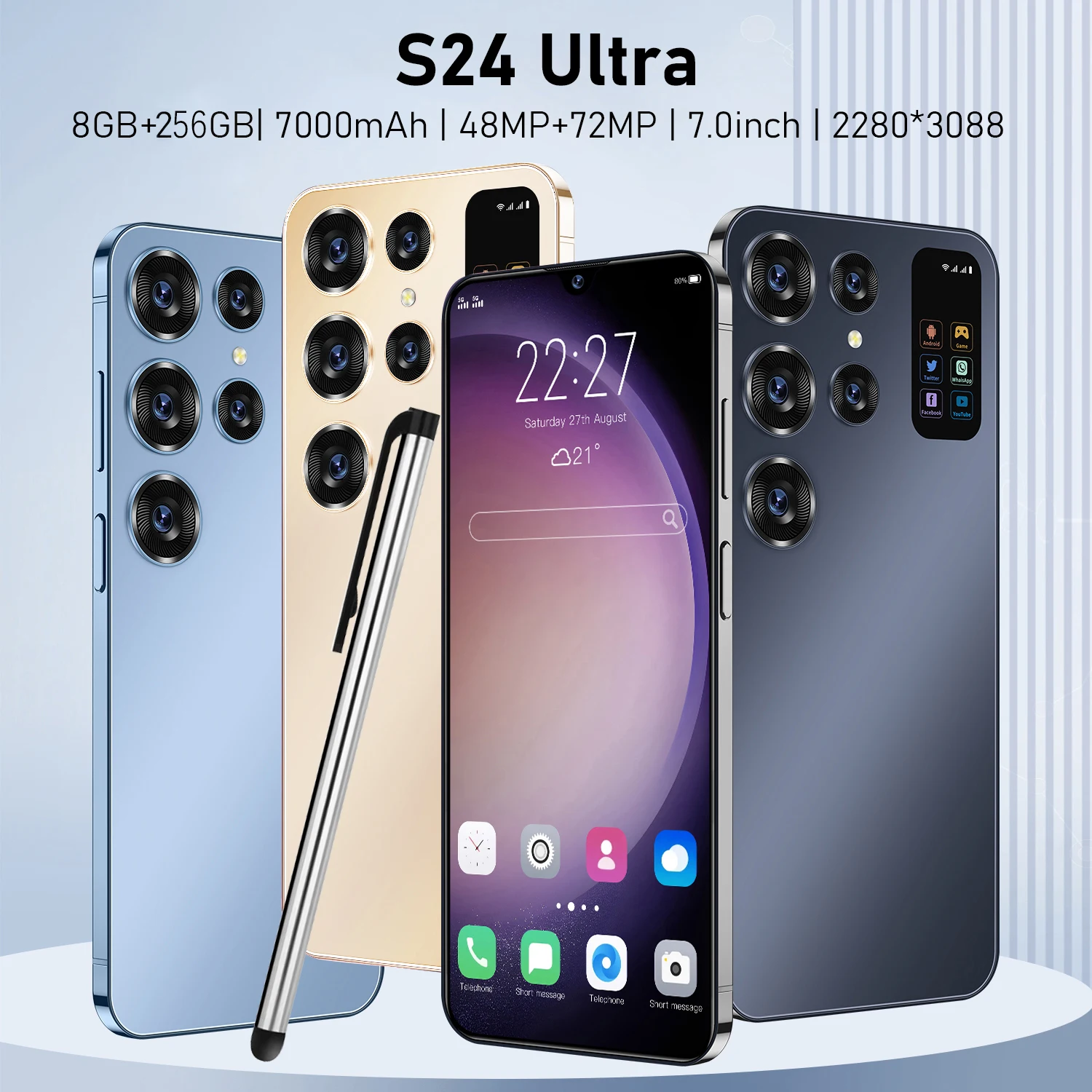 low price s24 ultra phone Smartphone 8+256GB Mobile Phone Cell Gaming Phone 5G smartphone 3G&4G smartphone