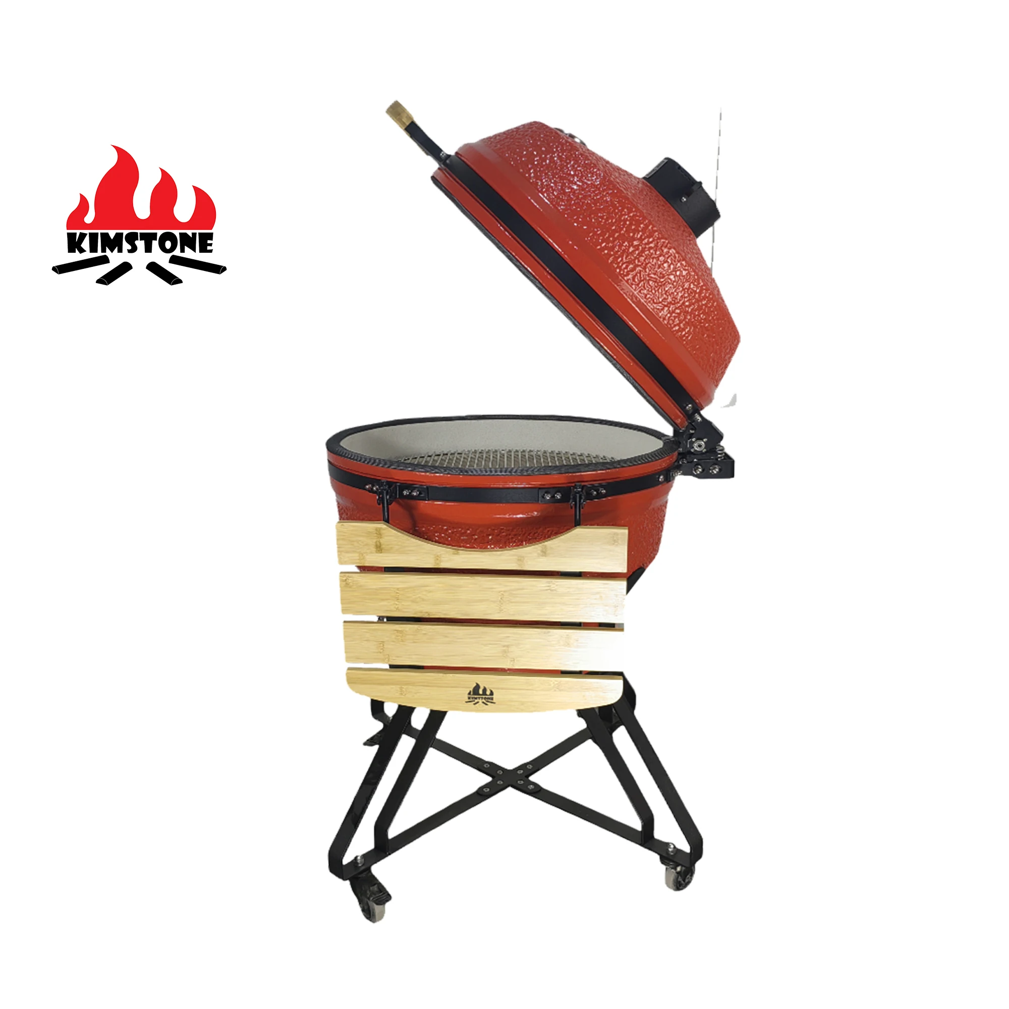 KIMSTONE 2023 New Design XL XXL 26 Inch Charcoal Ceramic Kamado grill with damping hinge system and full-opening bottom vent