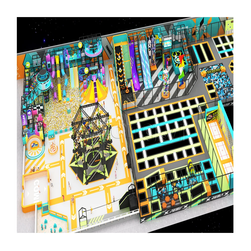 China custom commercial big indoor jump park playground trampoline park with ninja warrior course