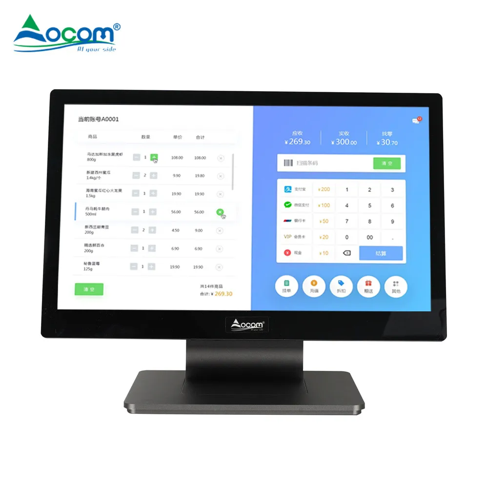 POS-1562 OCOM 15 6 дюймов супер тонкий литой алюминиевый сенсорный POS-машина модный дизайн